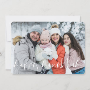 Lycklig Hanukkah Foto av familjen Simple Cursive A Julkort