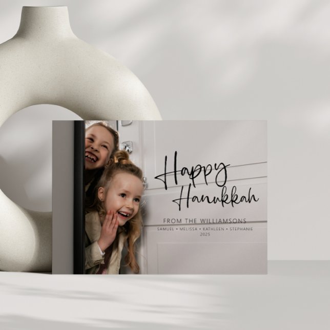 Lycklig Hanukkah-foto för den minimalistiska famil Julkort (Skapare uppladdad)