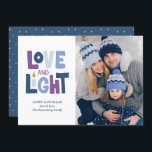 lycklig Hanukkah-fotokort för "Kärlek och ljus", H Julkort<br><div class="desc">lycklig Hanukkah Photo Helgdag design "Kärlek and Light".</div>