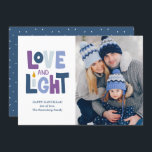 lycklig Hanukkah-fotokort för "Kärlek och ljus", H Julkort<br><div class="desc">lycklig Hanukkah Photo Helgdag design "Kärlek and Light".</div>