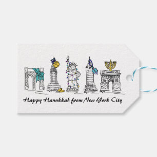 Lycklig Hanukkah från New York City Jewish Helgdag Presentetikett