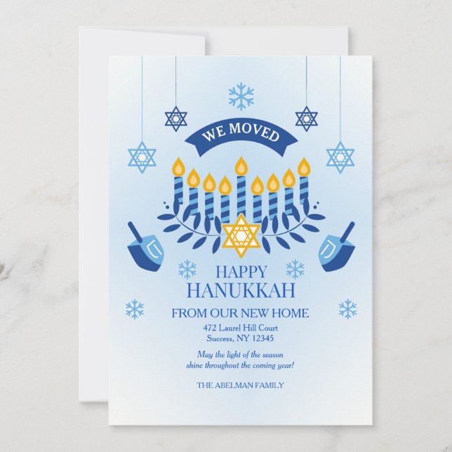 Lycklig Hanukkah från vårt nya Helgdag hem Inbjudningar (Framsida)