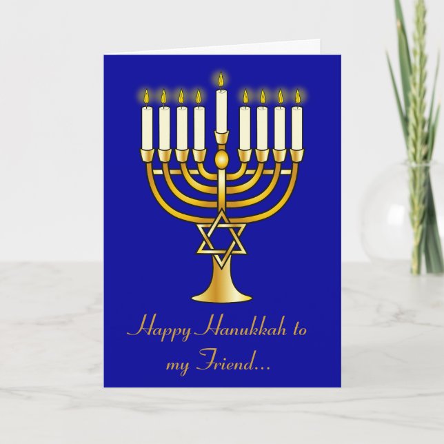 Lycklig Hanukkah Friend med Menorah Helgkort (Framsida)