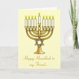 Lycklig Hanukkah Friend med Menorah Helgkort