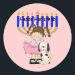 Lycklig Hanukkah Friends Runt Klistermärke<br><div class="desc">Lycklig Hanukkah till alla våra vänner,  flickor och pojkar och barn i alla åldrar. Chanukah-valpen hundar gör helgdag till en ännu bättre gåva.</div>