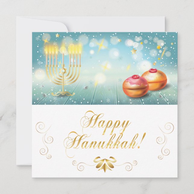 Lycklig Hanukkah Frstival festive Guld Menorah CAR (Framsida)