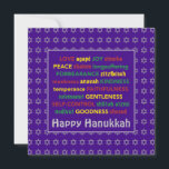 LYCKLIG HANUKKAH Frukt av LILAN Spirit Julkort<br><div class="desc">Ett färgat hälsningskort från Lycklig Hanukkah med faux silver Star från David i subtil mönster. FRUKT AV SPIRIT,  inklusive hebreiska översättningar,  skrivs i rött,  gult och grönt. LYCKLIG HANUKKAH är anpassade om du vill lägga till ett annat hälsning. En del av HANUKKAH-samlingen.</div>