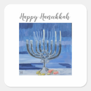 Lycklig Hanukkah Fyrkantigt Klistermärke