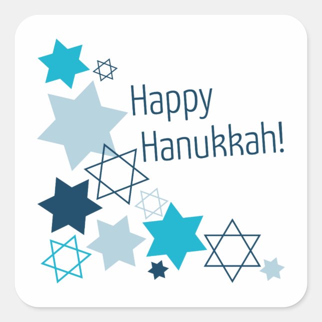 Lycklig Hanukkah! Fyrkantigt Klistermärke (Framsida)
