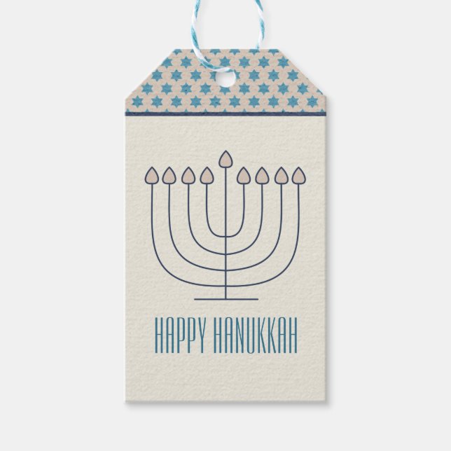 Lycklig Hanukkah Gift Märkre Presentetikett (Framsidan)