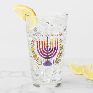 Lycklig Hanukkah Glass Tumbler Glaskopp