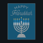 Lycklig Hanukkah Glitter Vykort<br><div class="desc">Hanukkah 2022 börjar på kvällen Söndag den 18 december och slutar på kvällen måndagen den 26 december</div>