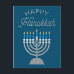 Lycklig Hanukkah Glitter Vykort<br><div class="desc">Hanukkah 2022 börjar på kvällen Söndag den 18 december och slutar på kvällen måndagen den 26 december</div>
