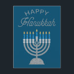 Lycklig Hanukkah Glitter Vykort<br><div class="desc">Hanukkah 2022 börjar på kvällen Söndag den 18 december och slutar på kvällen måndagen den 26 december</div>