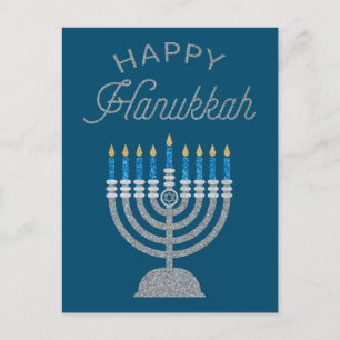Lycklig Hanukkah Glitter Vykort