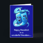Lycklig Hanukkah Grandson with Spinning Dreidel Helgkort<br><div class="desc">Den här designen firar Hanukkah. För matchande artiklar skriver du "penguincornerstore hanukkah" i Zazzle-sökningen pub.</div>