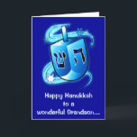 Lycklig Hanukkah Grandson with Spinning Dreidel Helgkort<br><div class="desc">Den här designen firar Hanukkah. För matchande artiklar skriver du "penguincornerstore hanukkah" i Zazzle-sökningen pub.</div>