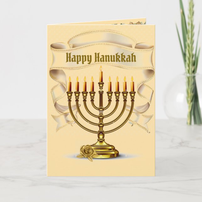 Lycklig Hanukkah Greeting Card Tack Kort (Framsida)