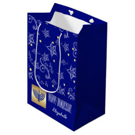 Lycklig Hanukkah. Guld Menorah | Anpassat namn