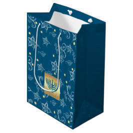 Lycklig Hanukkah. Guld Menorah & Blommönster