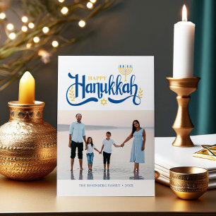 ’Lycklig Hanukkah’ Guld Menorah Julkort