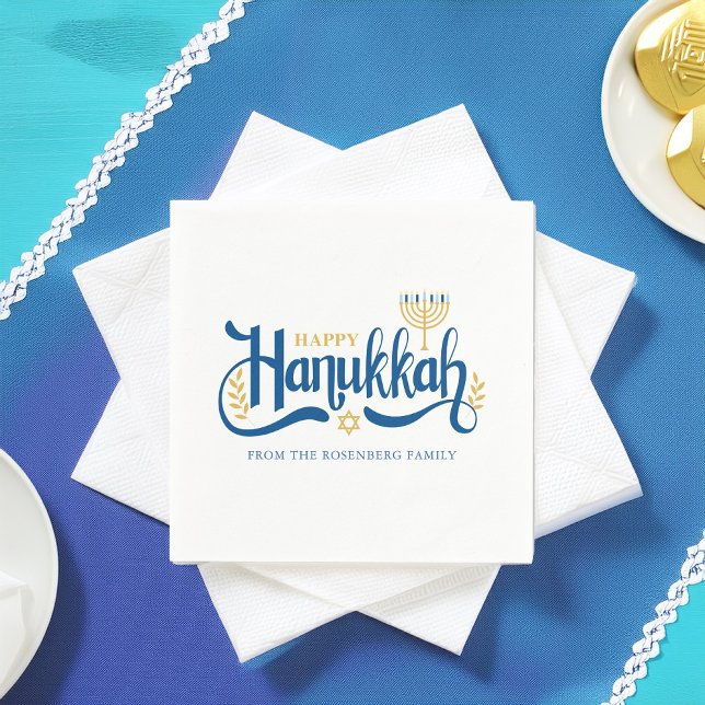 ’Lycklig Hanukkah’ Guld Menorah Pappersservett (Skapare uppladdad)