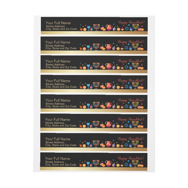 Lycklig Hanukkah Guld Traditional Menorah Symbols Etikettband (Ark)