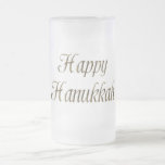 Lycklig Hanukkah Guld Typography Elegant Chanukah Frostat Ölglas<br><div class="desc">Lycklig Hanukkah Golden Text Typography Elegant Chanukah Festival Ljus Firande Frosted Glass Mugg</div>