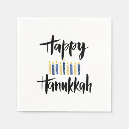 Lycklig Hanukkah Gult Blue Candles Pappersservett