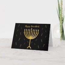 Lycklig Hanukkah hälsning med Golden Menorah
