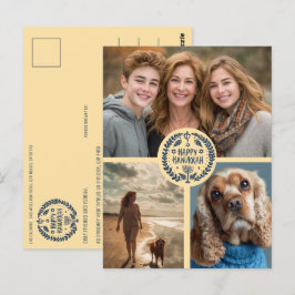 Lycklig Hanukkah Hand-Drawn ANPASSNINGSBAR 3 PHOTO Vykort