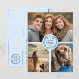 Lycklig Hanukkah Hand-Drawn ANPASSNINGSBAR 3 PHOTO Vykort