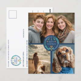 Lycklig Hanukkah Hand-Drawn ANPASSNINGSBAR 3 PHOTO Vykort