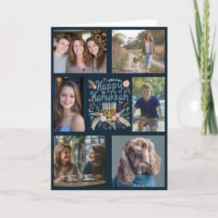 LYCKLIG HANUKKAH Hand Drawn ANPASSNINGSBAR 6 PHOTO Helgkort