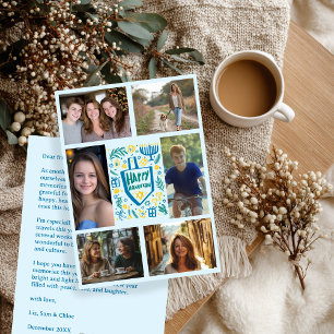 LYCKLIG HANUKKAH Hand Drawn ANPASSNINGSBAR 6 PHOTO Julkort