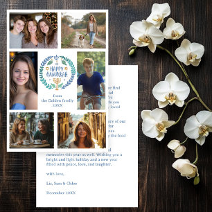 LYCKLIG HANUKKAH Hand Drawn ANPASSNINGSBAR 6 PHOTO Julkort