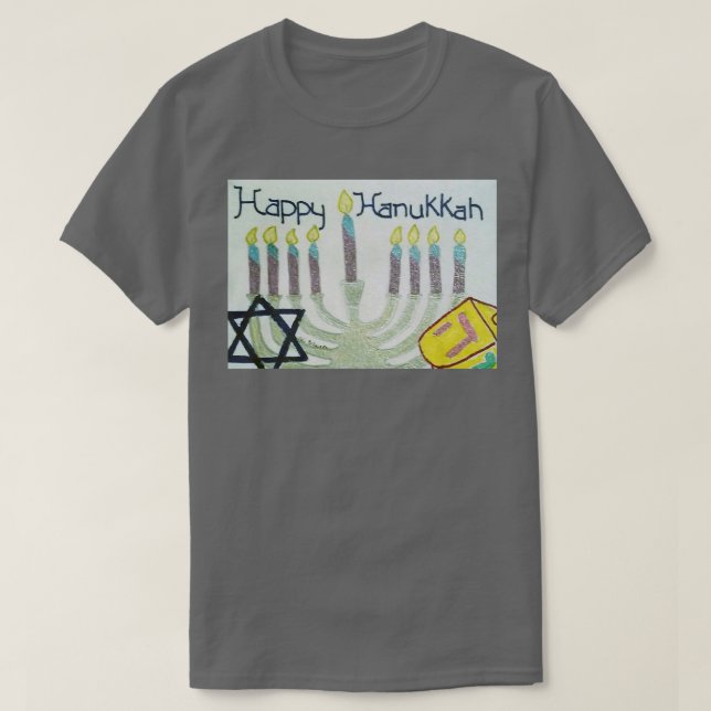 Lycklig Hanukkah Hand plockade Design T Shirt (Design framsida)