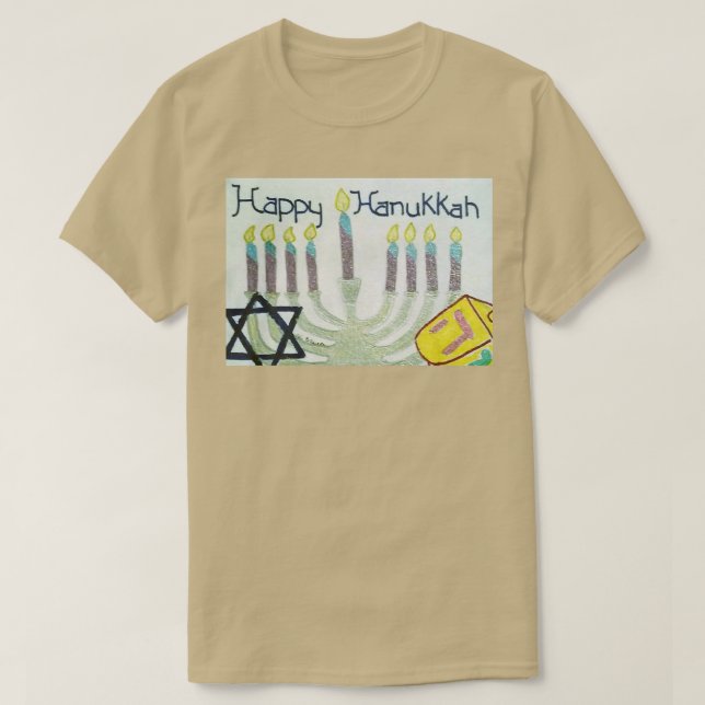 Lycklig Hanukkah Hand plockade Design T Shirt (Design framsida)