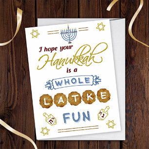 Lycklig Hanukkah Hela Latke Roligt Lusnyj Anpassni Kort