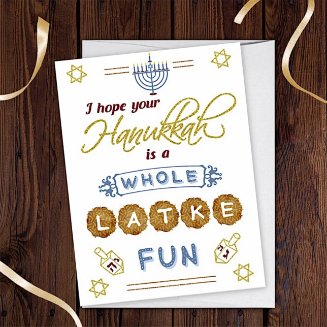 Lycklig Hanukkah Hela Latke Roligt Lusnyj Anpassni Kort (Skapare uppladdad)