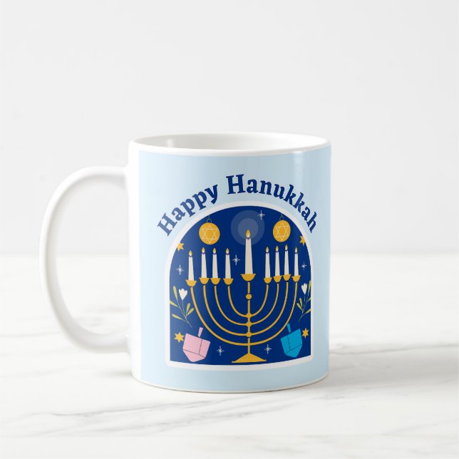 Lycklig Hanukkah Helgdag Festive Coffee Mugg (Vänster)