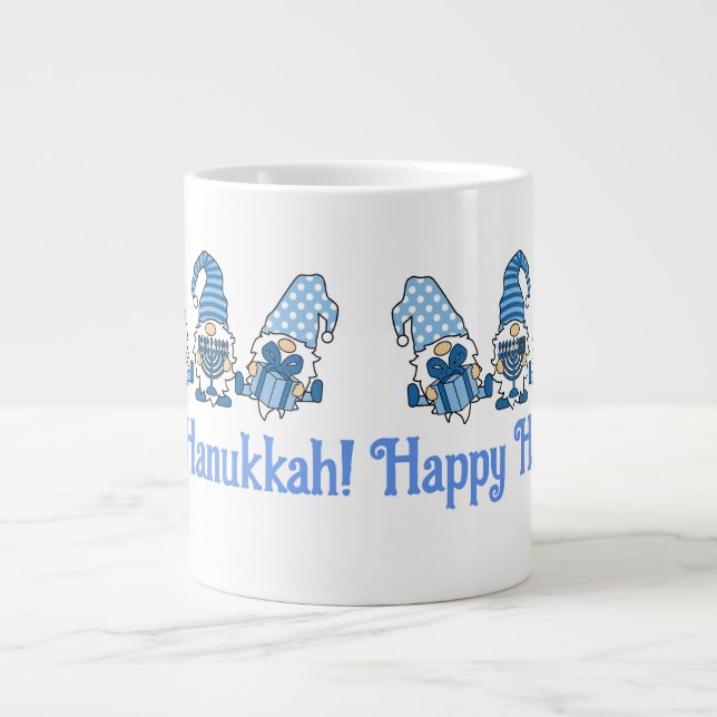 Lycklig Hanukkah Helgdag Gnome Jumbo Mugg (Framsidan)