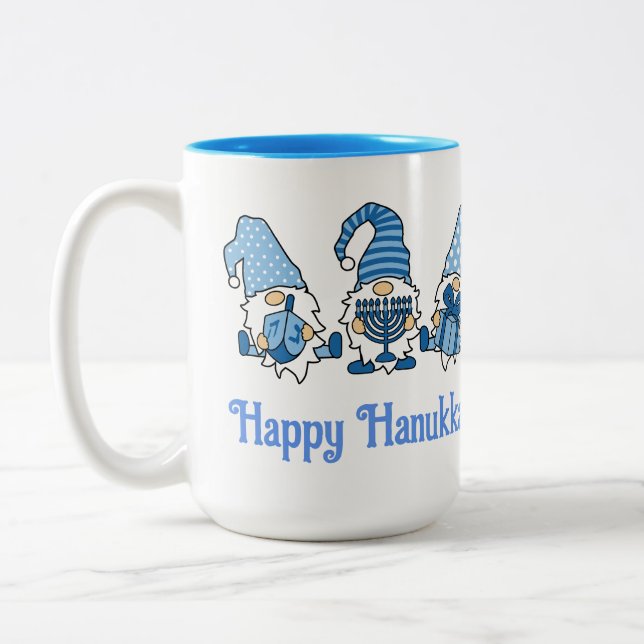 Lycklig Hanukkah Helgdag Gnome Två-Tonad Mugg (Vänster)