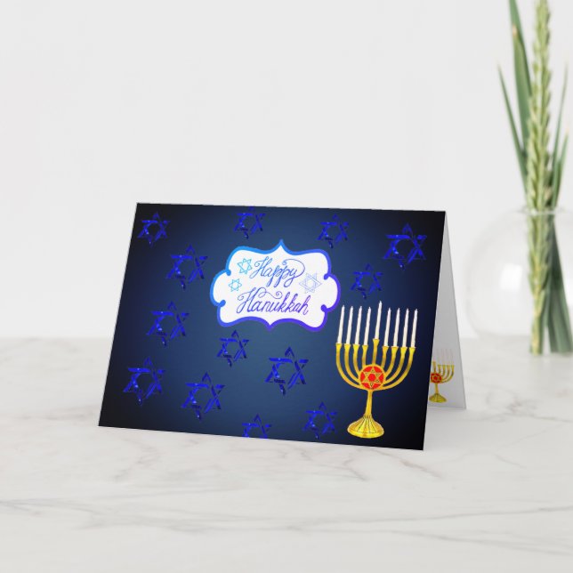 LYCKLIG HANUKKAH Helgdag-hälsningskort för ANPASSA Kort (Framsida)
