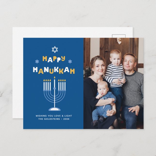 "Lycklig Hanukkah"-Helgdag Helg Vykort (Fram/baksida)