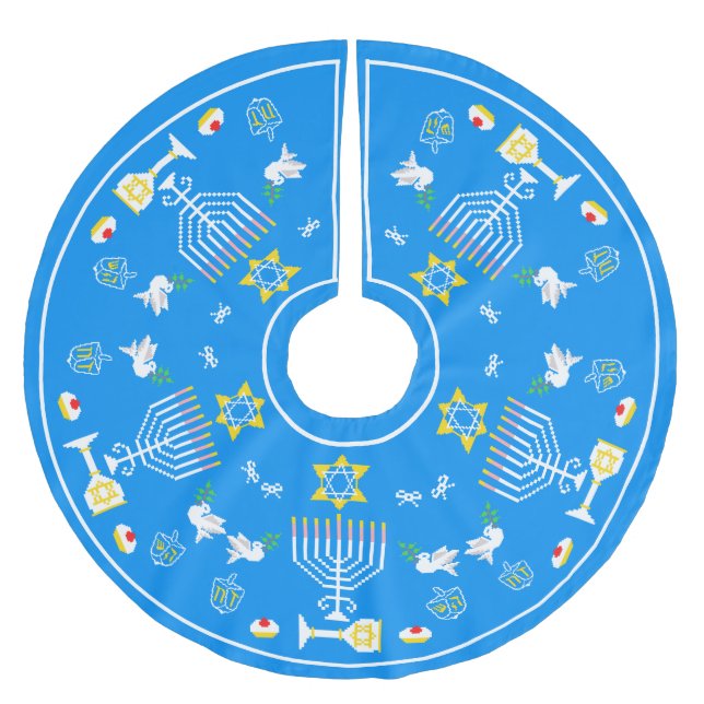 Lycklig Hanukkah Helgdag Julgransmatta Borstad Polyester (Framsidan)