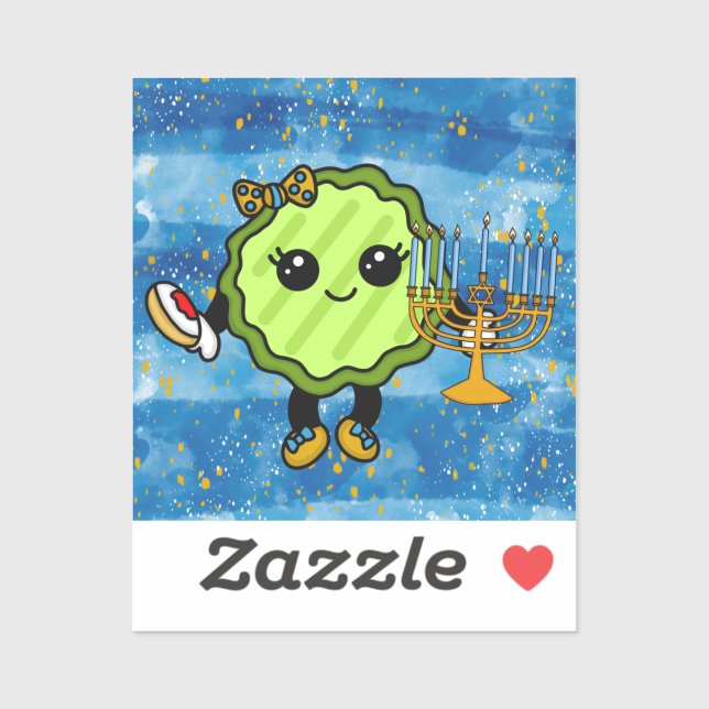 Lycklig Hanukkah Helgdag Pickle Klistermärken (Ark)