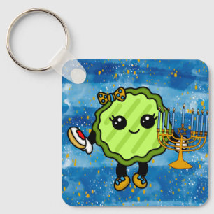Lycklig Hanukkah Helgdag Pickle Nyckelring