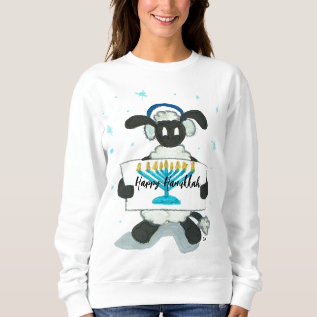 Lycklig Hanukkah Henely Long Sleeve Tee-Shirt T Shirt (Framsida)