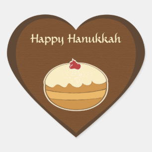 Lycklig Hanukkah Hjärtformat Klistermärke